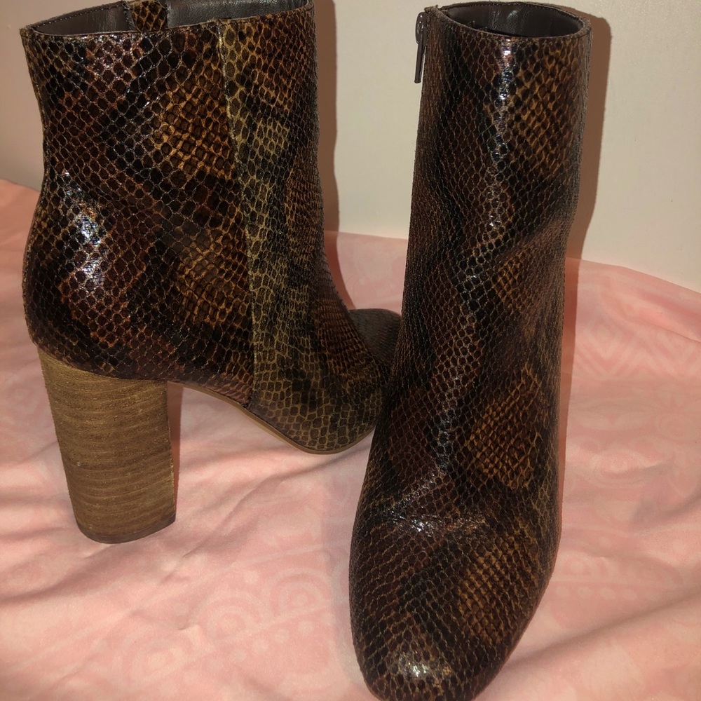 Brown Snake Skin Ankle Boots